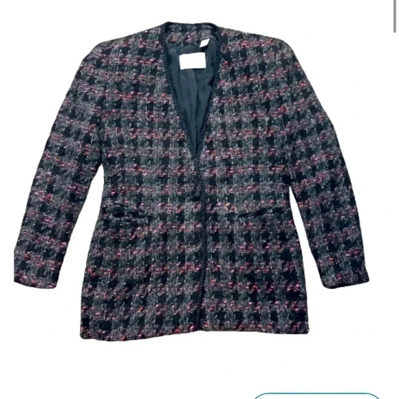 Dana Buchman Vintage Preppy Tweed Black and Pink Blazer - Picture 4 of 15
